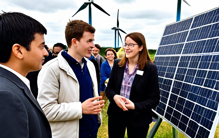 **Image:** A diverse group of people of different ages and backgrounds looking at a vibrant display of renewable energy technologies (solar panels, wind turbines) at a community event. In the foreground, a young person is explaining the benefits of impact investing to an older person. The overall tone is optimistic and forward-looking, emphasizing the broad appeal of ESG investing.