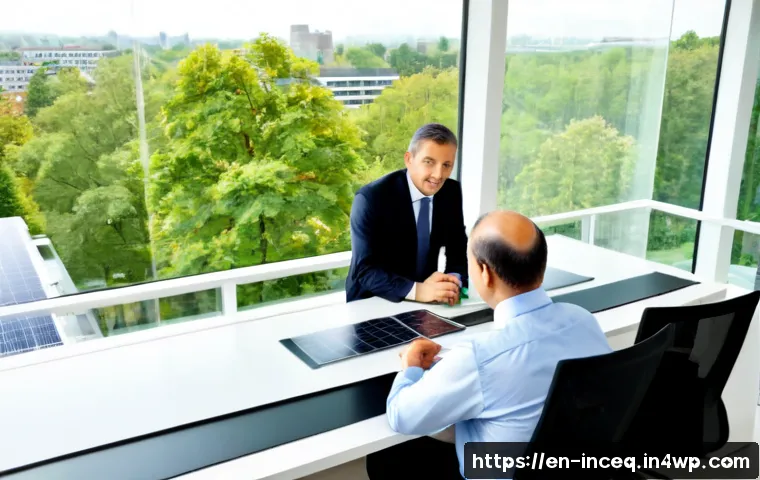 Home 17 사회책임 투자와 지속 가능한 개발 목표 SDGs - Photorealistic responsible investment meeting in a bright modern office, diverse financial professio...